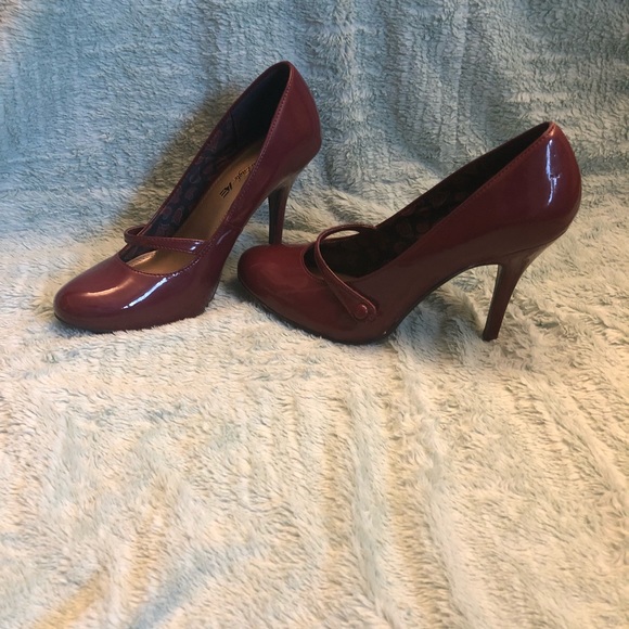 American Eagle By Payless Shoes - American Eagle Mary Jane Burgundy Heels Size 10